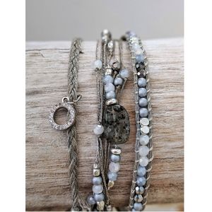 Bracelet\Necklace Silver Beaded Adjustable Wrap